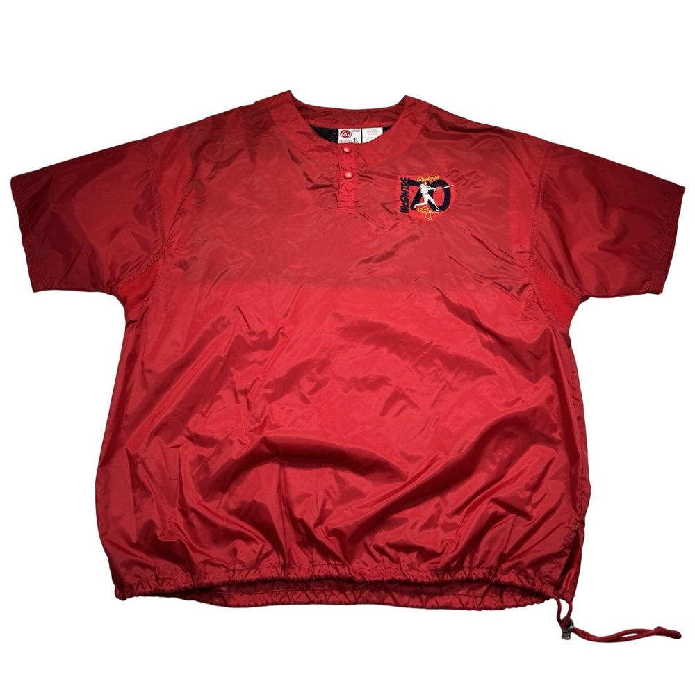 Mark McGwire Jacket Sz Large Red 70 Homerun Embroidered‎ Short Sleeve Vintage